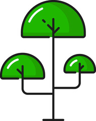 Green tree in cartoon design, funny kids plant