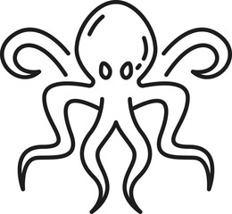 Octopus or kraken monster outline vector icon