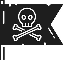 Jolly Roger caribbean pirates flag outline icon