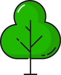 Green tree forest object isolated thin line icon