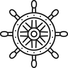 Pirates sailing ship steering wheel outline icon