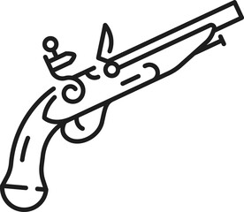 Caribbean pirates flintlock pistol outline icon