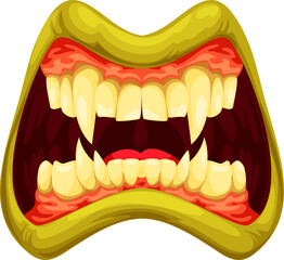 Troll dracula vampire lips, teeth with fangs mouth