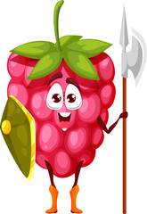 Funny raspberry cartoon character superhero emoji