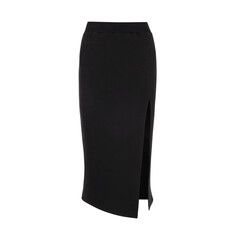 Black long slim women's dress with neckline