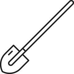Digging tool isolated thin line shovel or spade