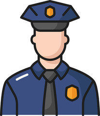 Police officer in uniform head portrait, security