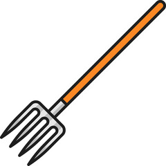 Garden implement pitchfork isolated color icon