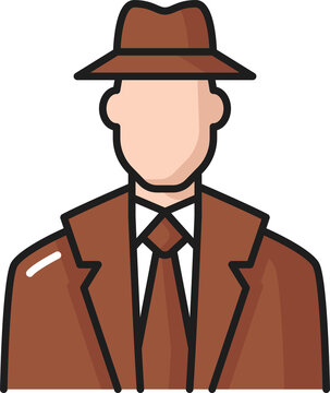 recommend clip art: Retro inspector detective portrait man in hat coat
