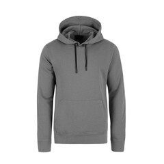 Grey men's sweatshirt with a hood and laces