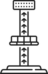 Free fall drop tower attraction isolated outline