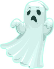 Cartoon halloween ghost isolated spook character