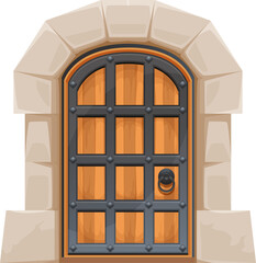 Medieval castle door, vector fantasy citadel gates