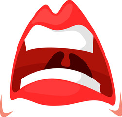 Screaming shouting mouth element, red lips gesture