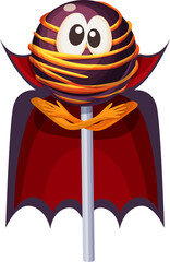 Cartoon Halloween lollipop dracula in vampire cape