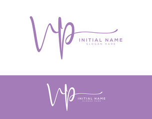 vp initial handwriting signature logo design.
