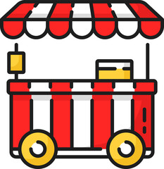 Shopping cart in amusement park isolate color icon