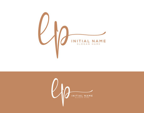 lp initial signature logo. Femenine Handwritten logo vector