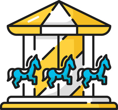 recommend clip art: Horse carousel funfair amusement park color icon