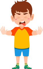 Stop teasing and bullying, depressed boy character