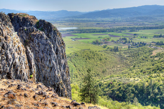 Rogue Valley Farmland and Natural Areas Seen From Table Rock - Southern Oregon, United States