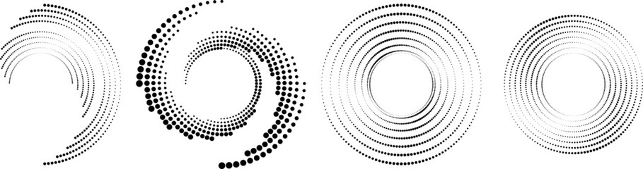 Halftone dots in circle form. round logo . vector dotted frame . design element