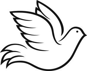 Flying dove pigeon symbol of purity and peace icon