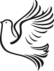 Dove bird in flight isolated Christmas pigeon icon
