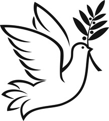 Outline dove isolated symbol of peace and love