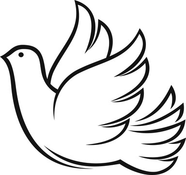recommend clip art: Pigeon bird outline icon, mascot of love and peace