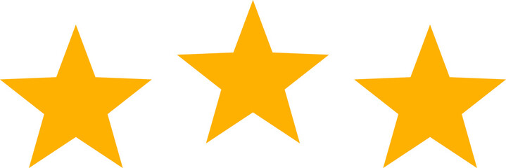 Rating mark of isolated three yellow stars ranking