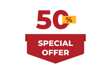 50% Special Offer Sale. Special offer sale red label. Modern Sticker concept. Vector illustration. 