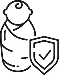 Insurance outline icon, kid health or child care