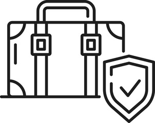 Baggage, luggage travel insurance, shield icon