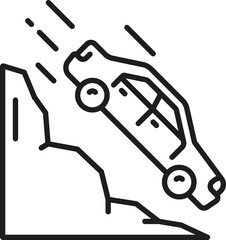 Car accident, collision or damage thin line icon