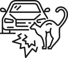 Car accident, damage or collision thin line icon