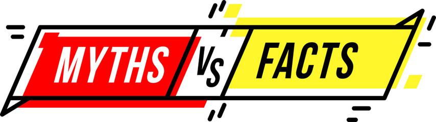 Myths versus facts, false and truth badge header
