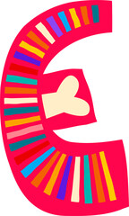 Latin alphabet cartoon symbol, mexican font letter