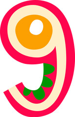 Mexican cartoon font digit, alphabet color figure