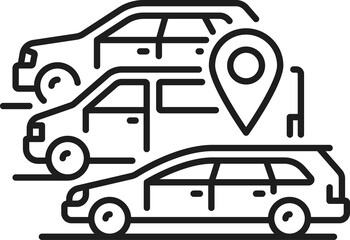 Car share service, carpool, cars and location sign