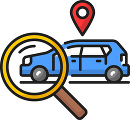Automobile search car and magnifier location point