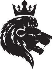 Obraz premium King of animals lion in crown vector heraldry sign
