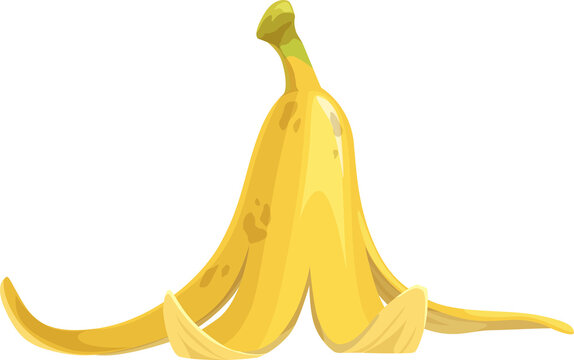 Cartoon banana peel, isolated vector fruit skin