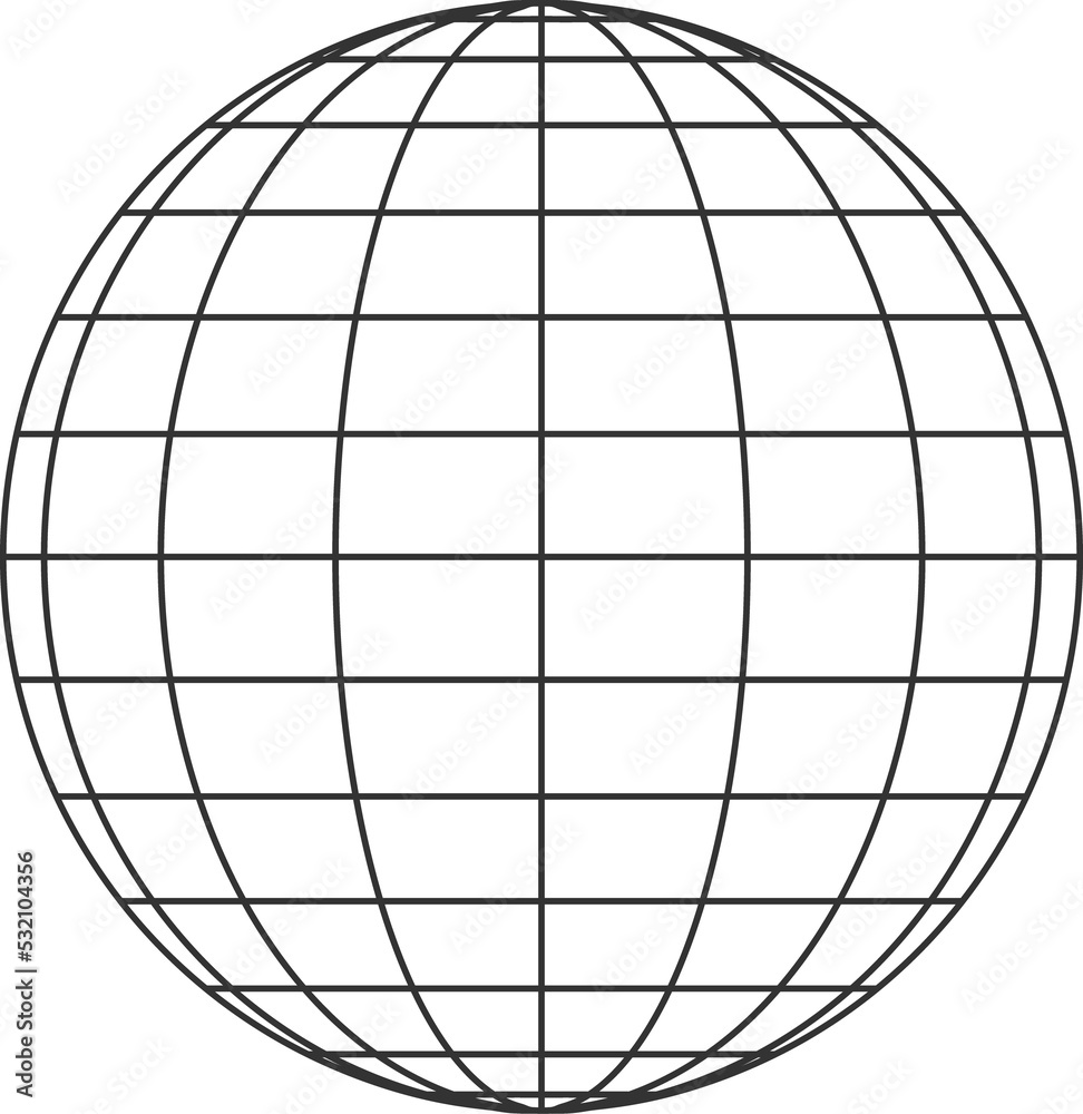 Aufkleber Vector 3d ball, sphere rotation and projection net