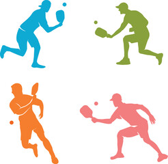 Great Editable vector of pickleball player in various poses for your team logo tournament and any graphic purpose	