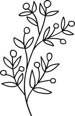 Christmas goji, outline sprig or twig with berries