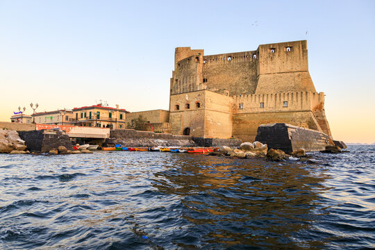 "Castel dell'Ovo" (Egg Castle) Naples, Italy. Castel at sea. Italian sea-fortifications.