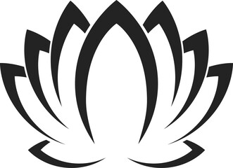 Lotus icon, abstract flower with line art leaves