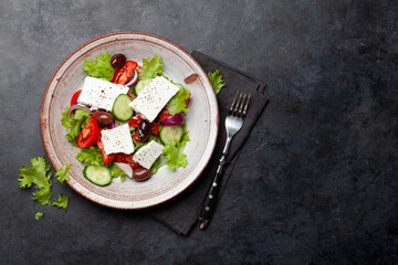 Greek salad with fresh vegetables and feta cheese