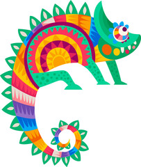 Cartoon mexican chameleon character, lizard animal © Vector Tradition